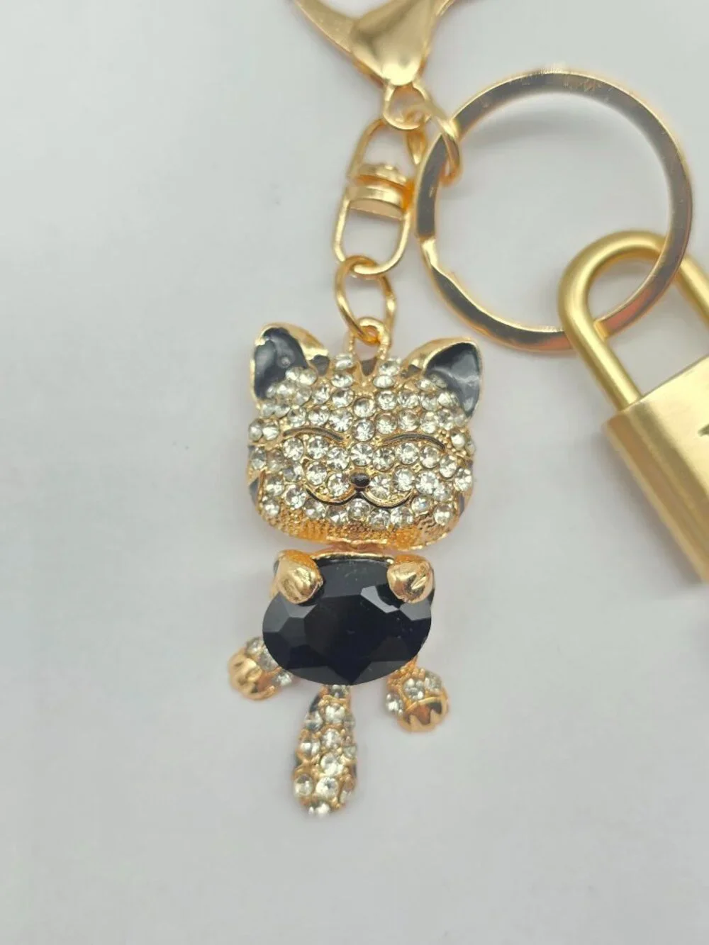 LV Authentic Gold Padlock 🔒 Key Set w/ Unbranded Cat Keychain Charm
